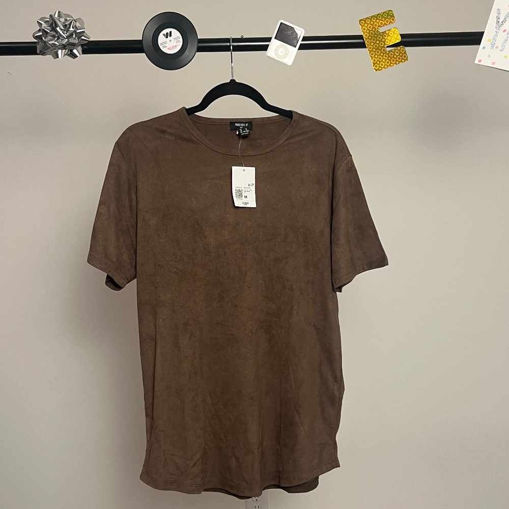 Forever 21 Brown Suede Short Sleeve Shirt